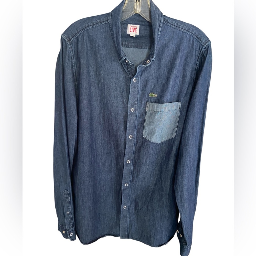 Lacoste Men's Dark Blue Denim Button-Down Shirt